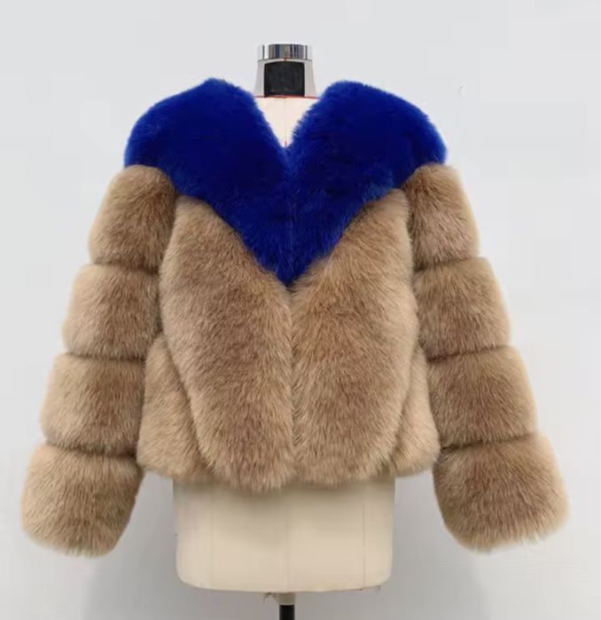 Kontantto futro dwu kolorowe puszyste cieple xs-3xl