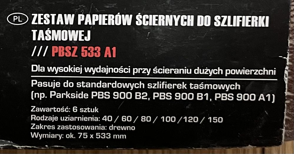 Zestaw papierów ściernych do szlifierki taśmowej