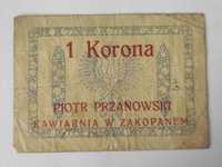 1 korona Piotr Przanowski Kawiarnia Zakopane 1919 - absoluty unikat