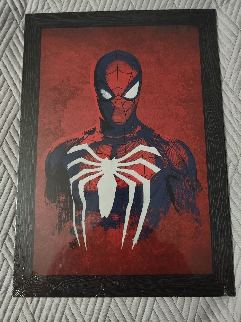 Sprzedam metalowy plakat Displate Spiderman z imitacja ramki.