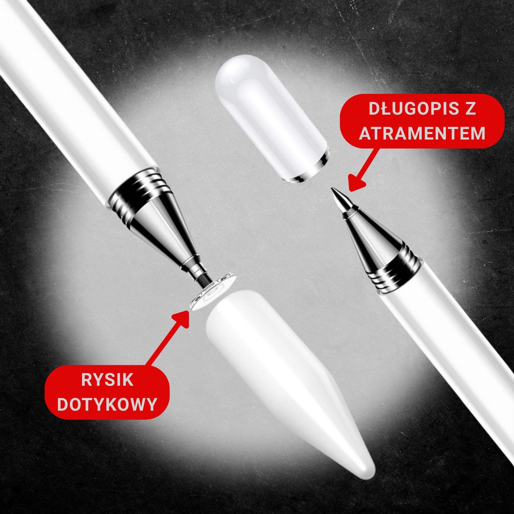 RYSIK DOTYKOWY 3w1 do tabletu telefonu iOS android uniwersalny biały