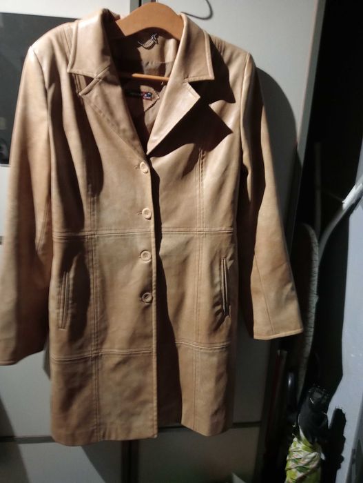 Płaszcz trencz ekoskóra