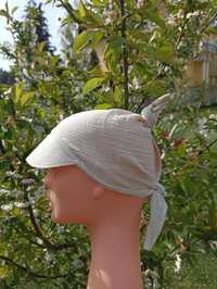 Muślinowa chusta z daszkiem czapka letnia muślin niemowlęca