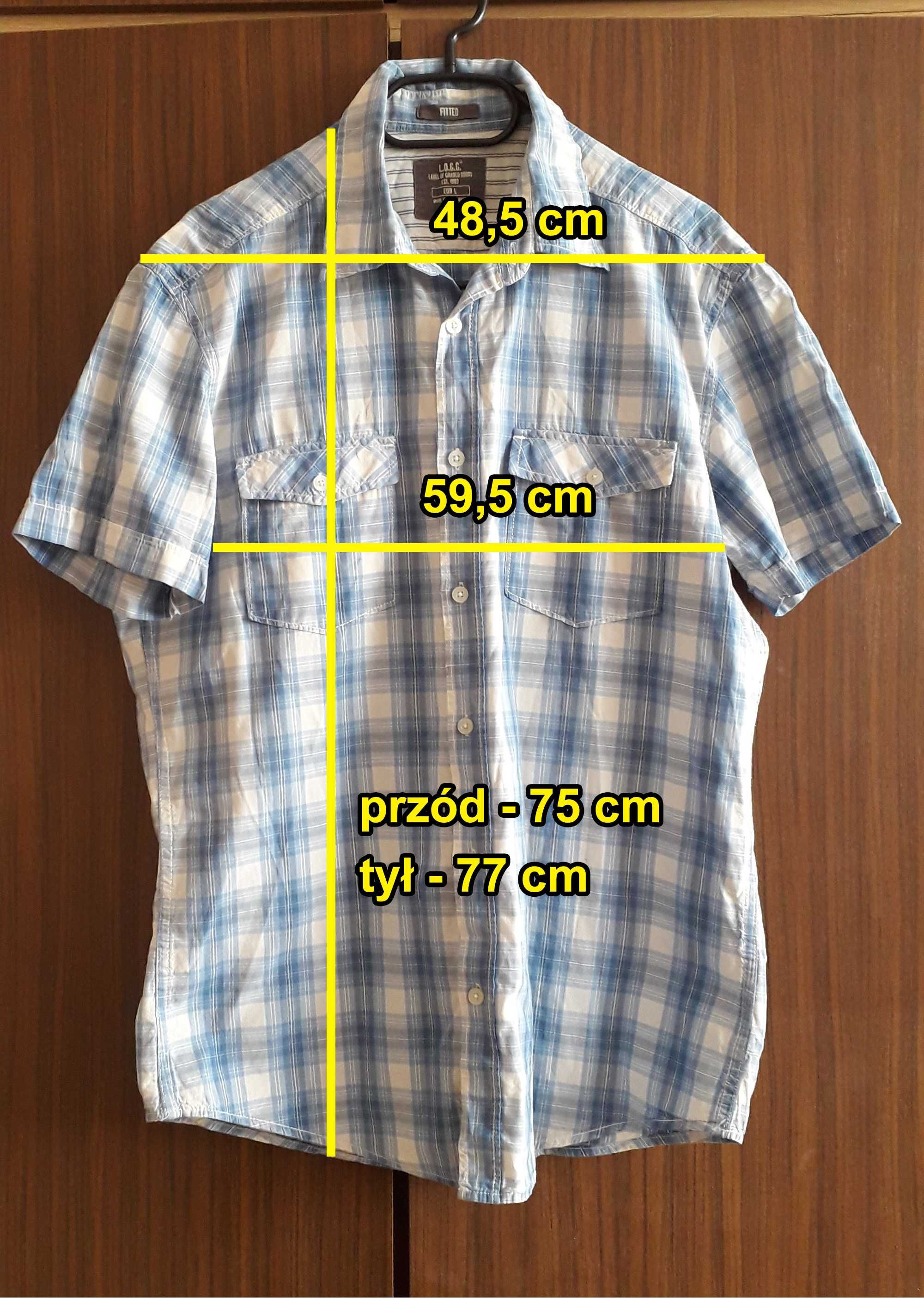 Niebiesko biała męska koszula w kratę Logg H&M Rozmiar L