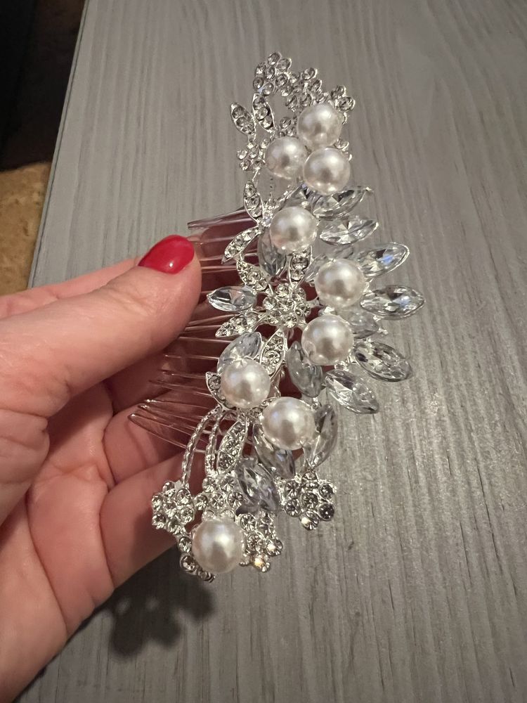 Ozdoba do włosów ślubna perły kryształki
