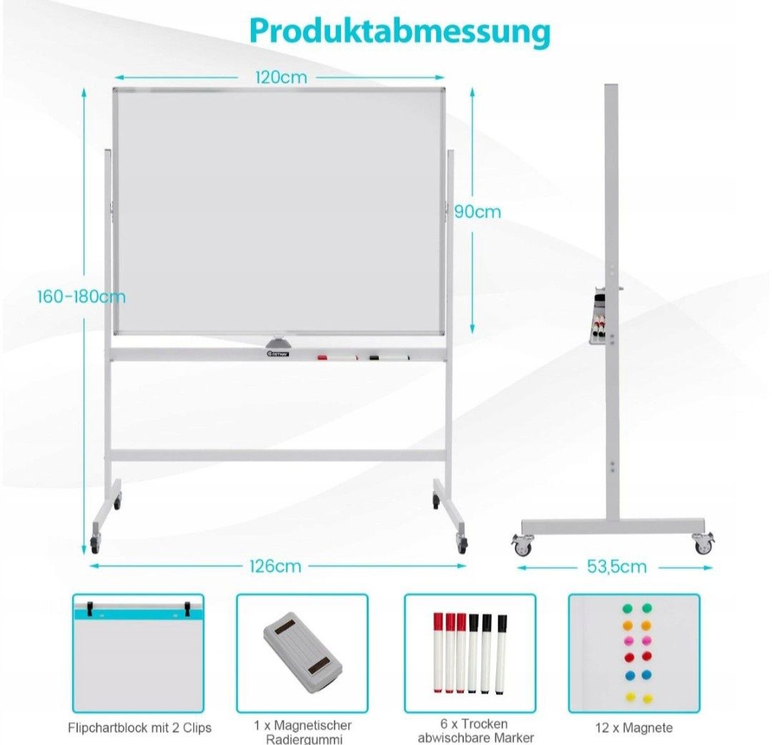 Tablica magnetyczna, suchościeralna CB10389WH  120 x 90 cm