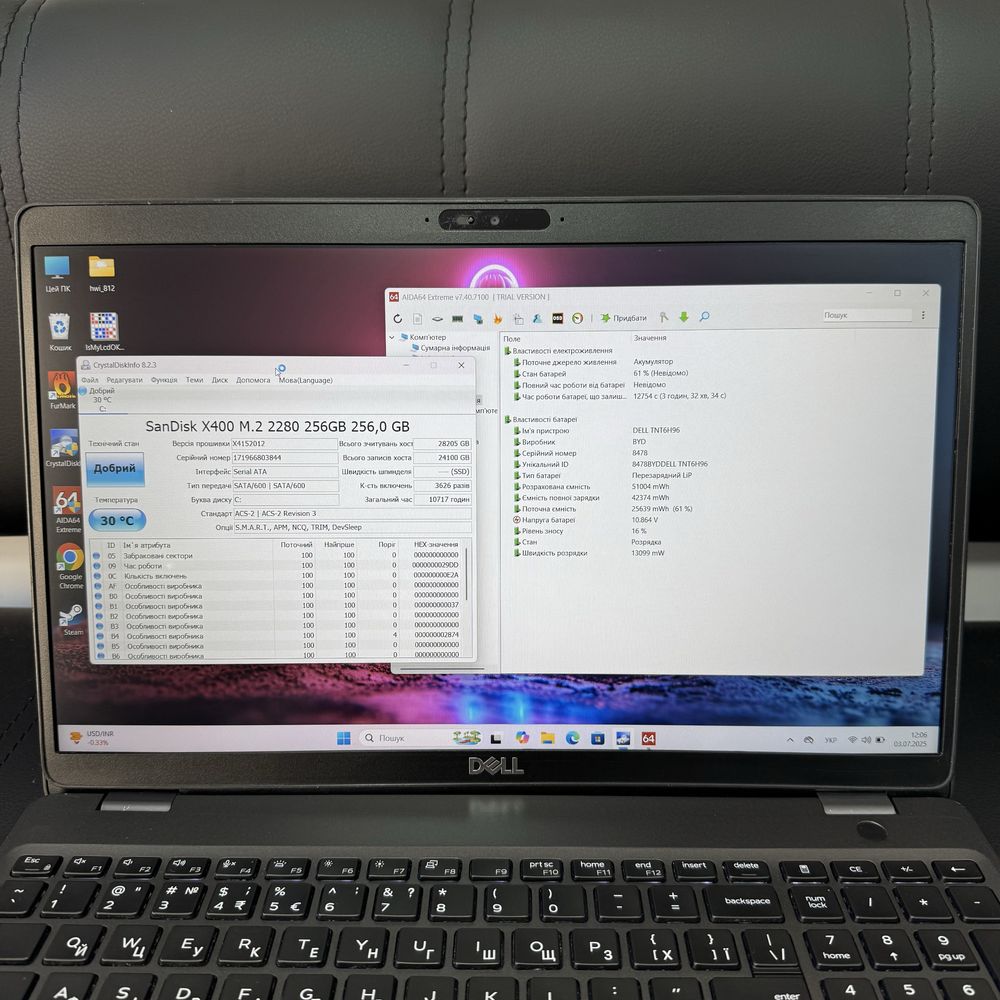 Dell Latitude 5500 (15,6" FHD/i5-8th/16GbDDR4/256GbSSD/84%)