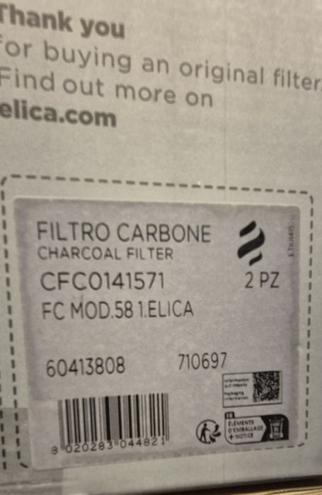 Nowy filtr węglowy Elica CFC
Stan: nowy.