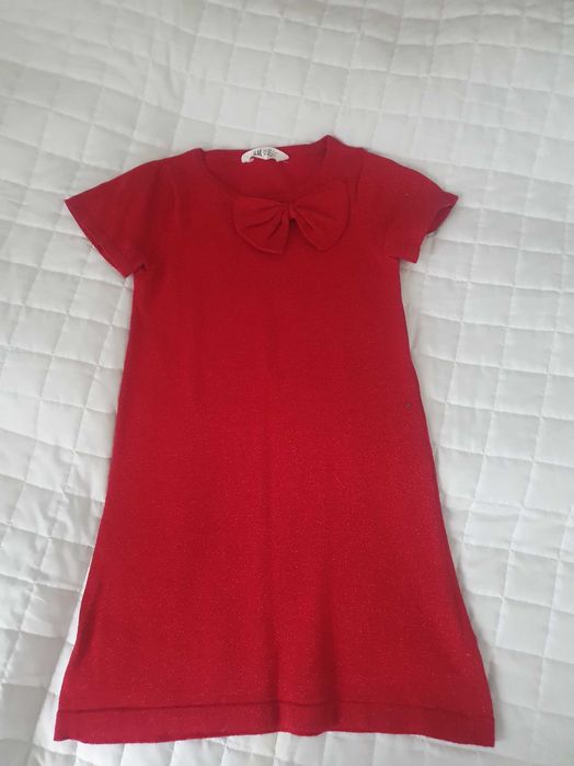 Tunika H&M  122 128 z kokardką i brkatem, CZERWONA ŚLICZNA!