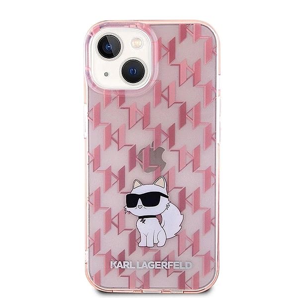 Etui Karl Lagerfeld Monogram Choupette na iPhone 15 - różowe