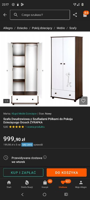 Szafki , 1 komoda, komin / słupek zestaw do pokoju dziecięcego