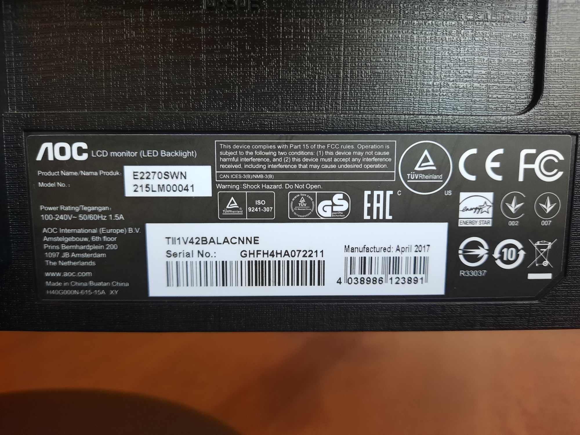 Монітор 21.5" AOC E2270SWN