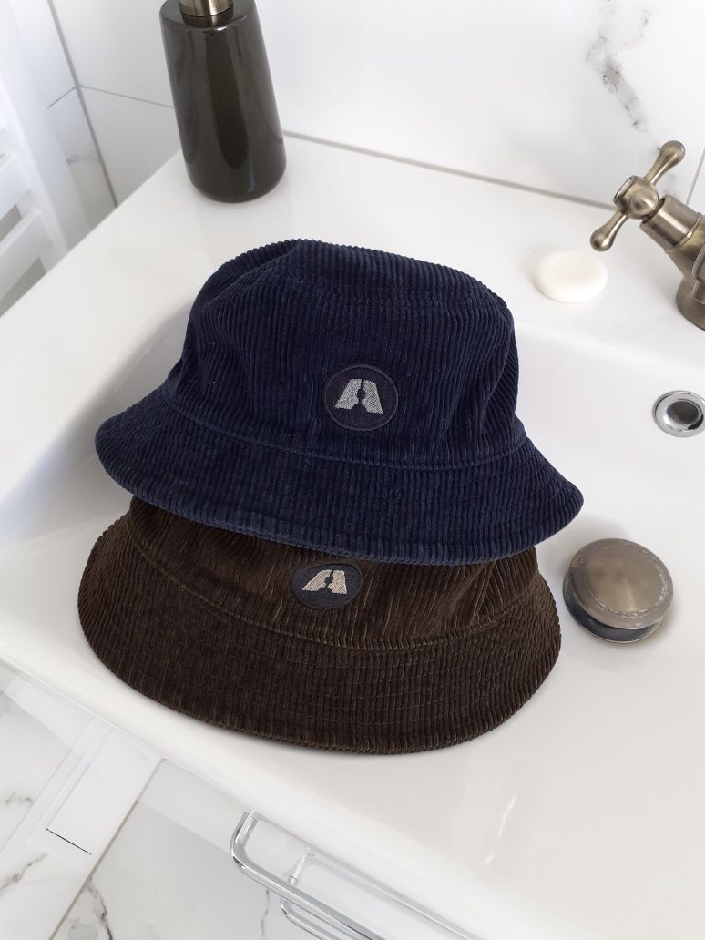 Sztruksowy kapelusz granatowy Navy blue corduroy bucket hat