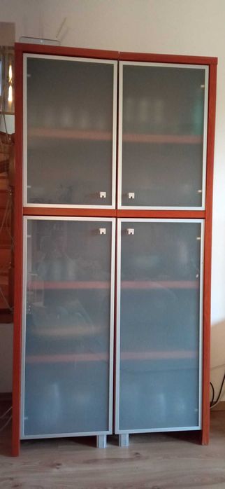 meble BRW, wiśnia, 2x witryna, szafka RTV, stolik