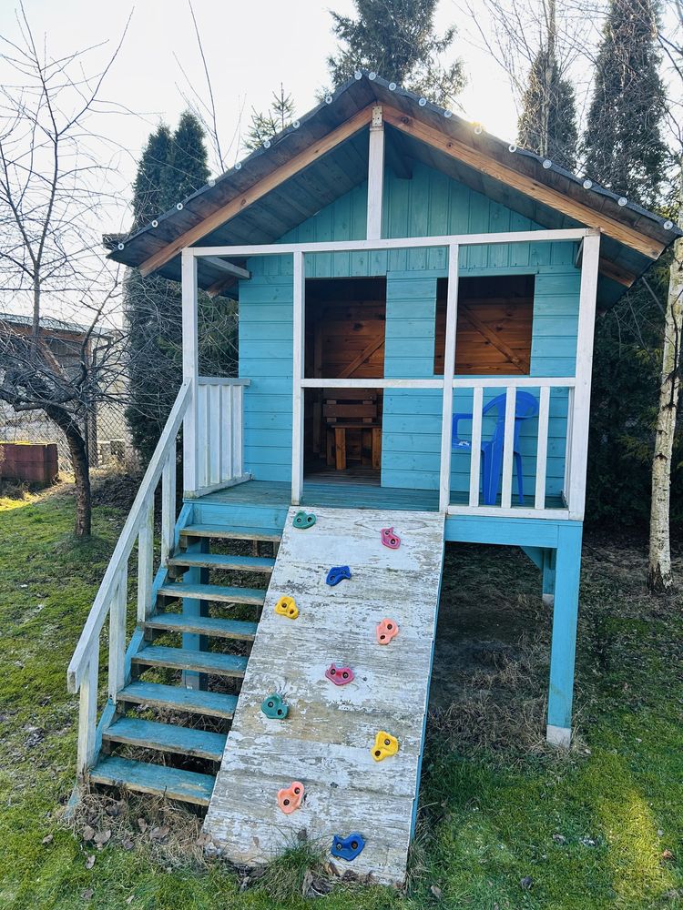 Przepiekny domek dla dzieci do ogrodu drewniany