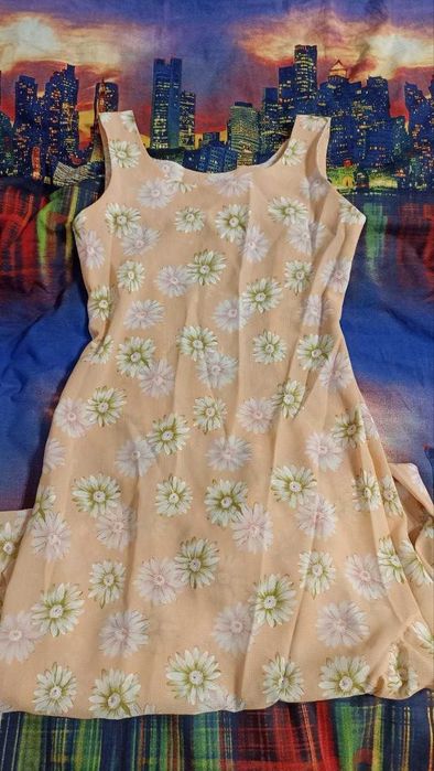 Сарафан ассиметричного кроя платье в стиле бохо этно с цветами