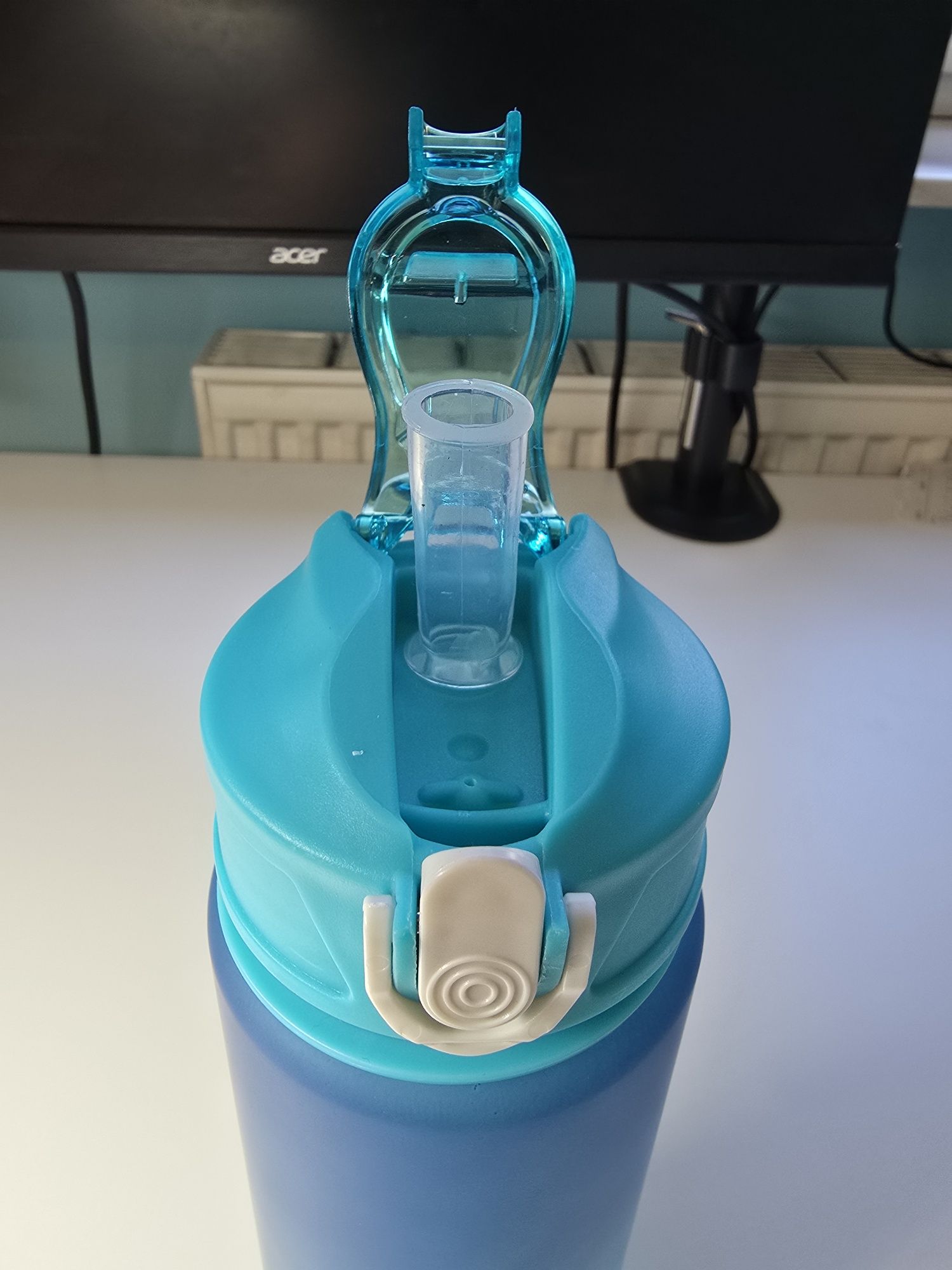 Bidon Fitness Siłownia 750 ml Butelka motywacyjna Niebiesko Zielona