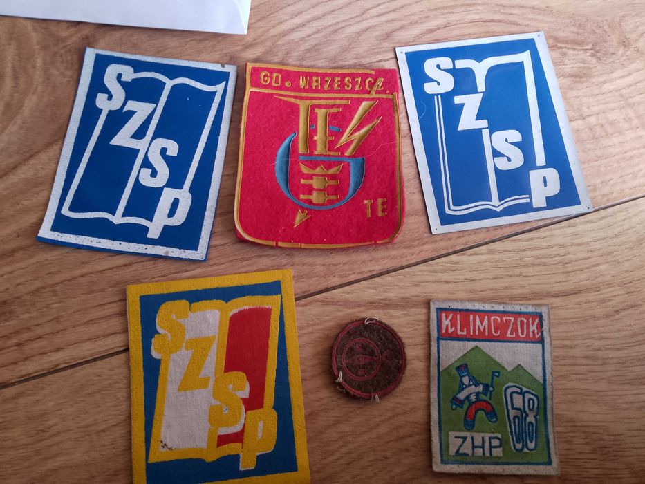 stare naszywki prl szsp zhp i inne, zestaw 6 sztuk