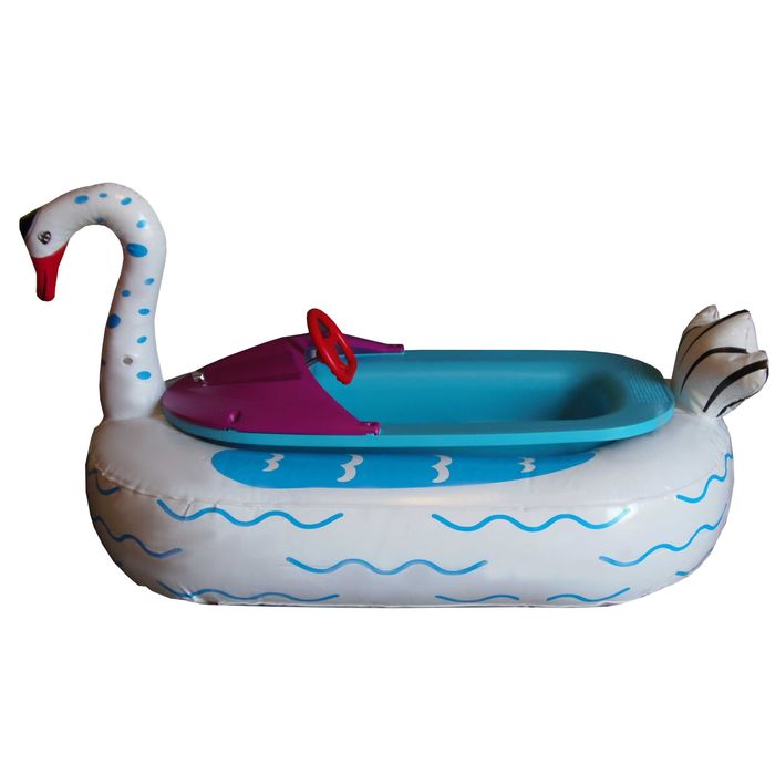 Biały łabędź ponton dmuchany koło elektryczna łódka na wodę łabądż