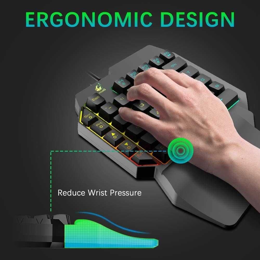 Jednoręczna klawiatura,mysz gamingowa,konwerter z podświetleniem LED