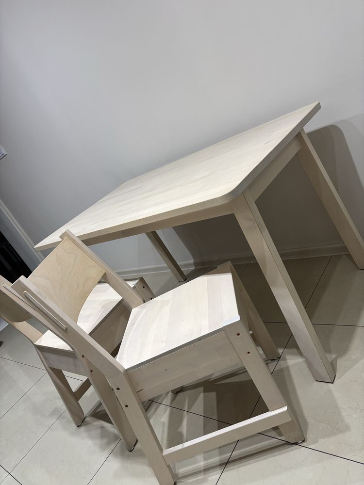 Stół Ikea Norraker oraz 2 krzesła - biala brzoza