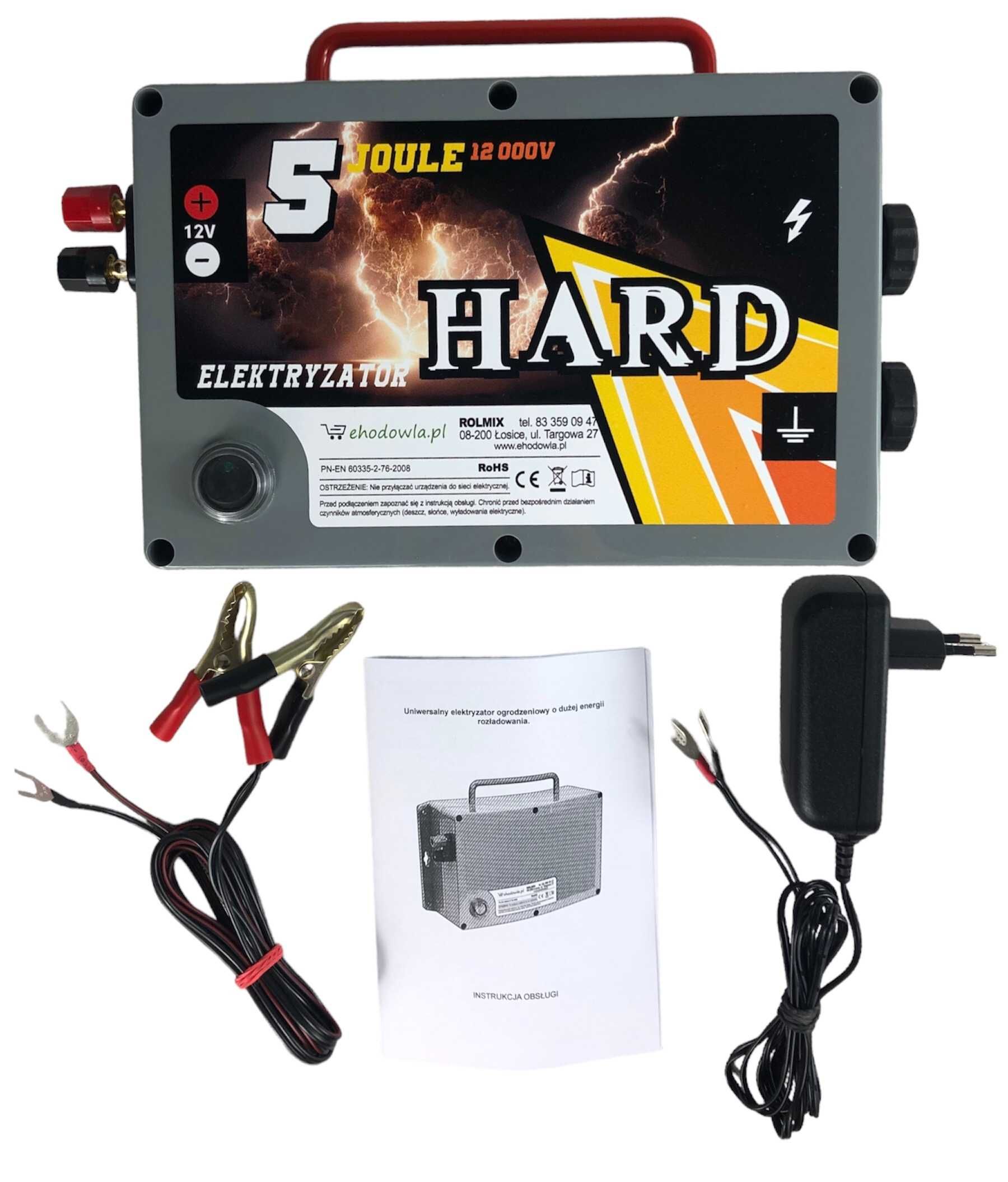 Pastuch elektryzator elektryczny HARD 5J długość ogrodzenia do 67km