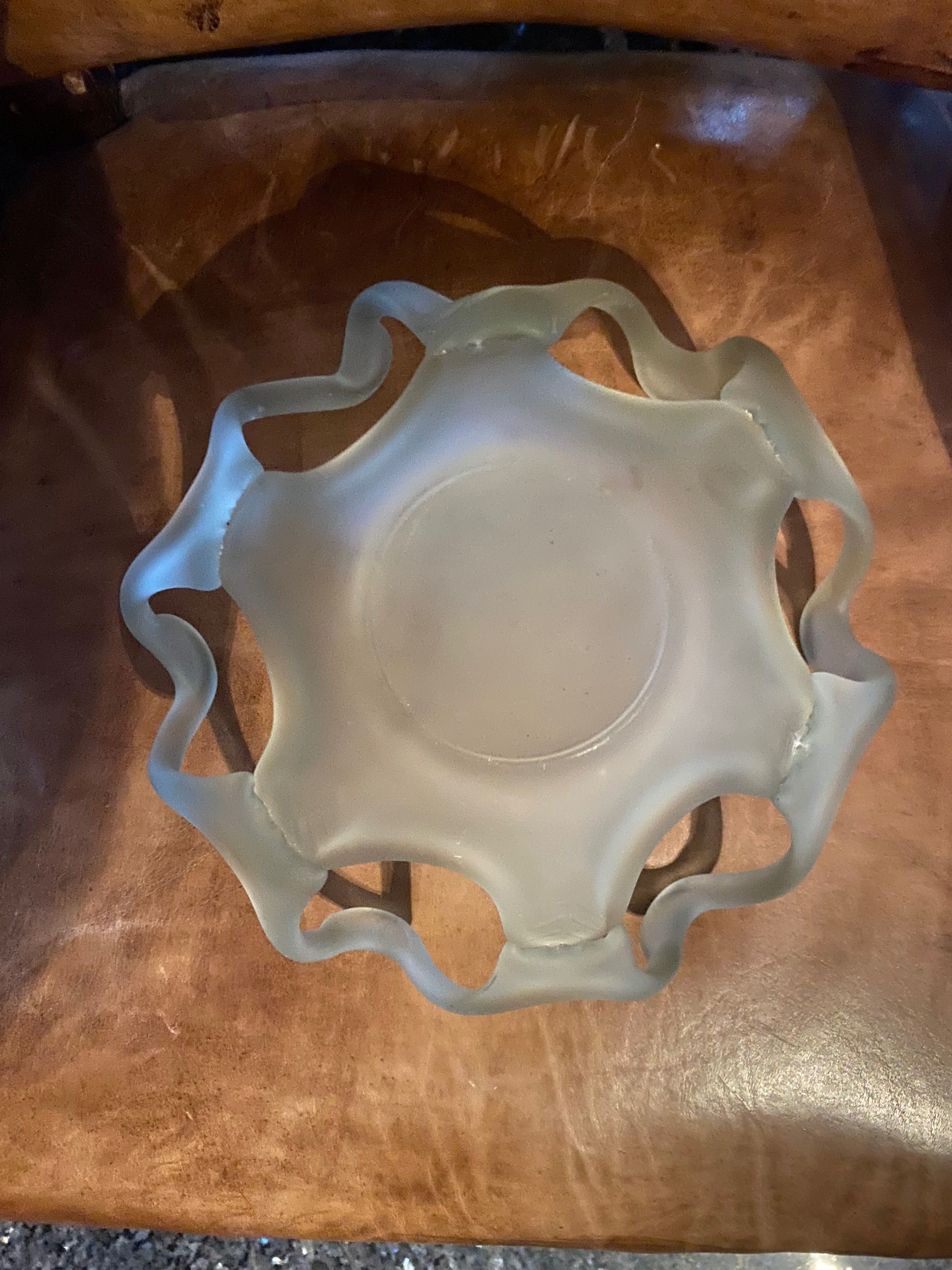 Cesto Taça Modernista Design Cristal Opalino Checoslováquia Anos 60