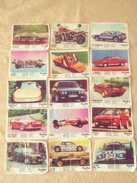 15 oryginalnych obrazków aut z Gumy Turbo - druga seria - 40 zł!