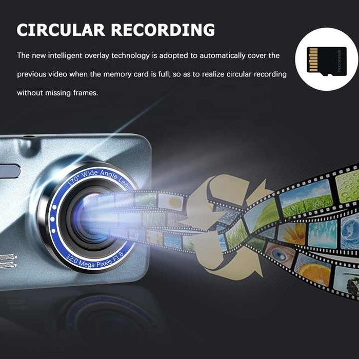 Dashcam câmara de vigilância automóvel + câmara traseira NOVO