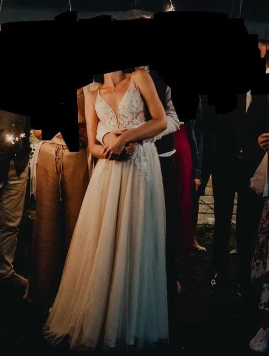 Piękna suknia ślubna, koronka i tiul. Nowa, założona raz, stan idealny