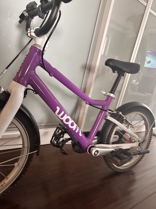 Rowerek Woom 3 , fiolet, purple, full wersja -dodatki