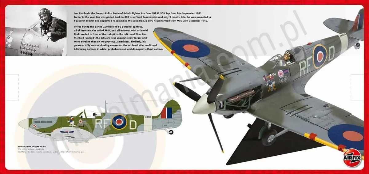 Supermarine Spitfire Mk.Vb (z farbami) 1:24 Jan Zumbach Dywizj. 303