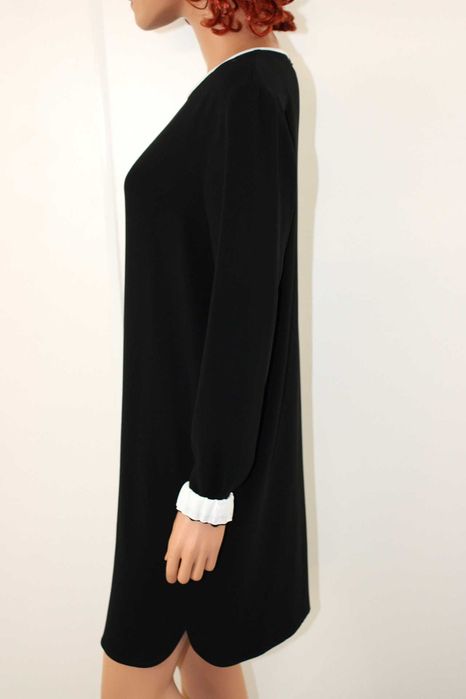 MARC CAIN elegancka sukienka czarna wizytowa długi rękaw 36/38 S/M N3