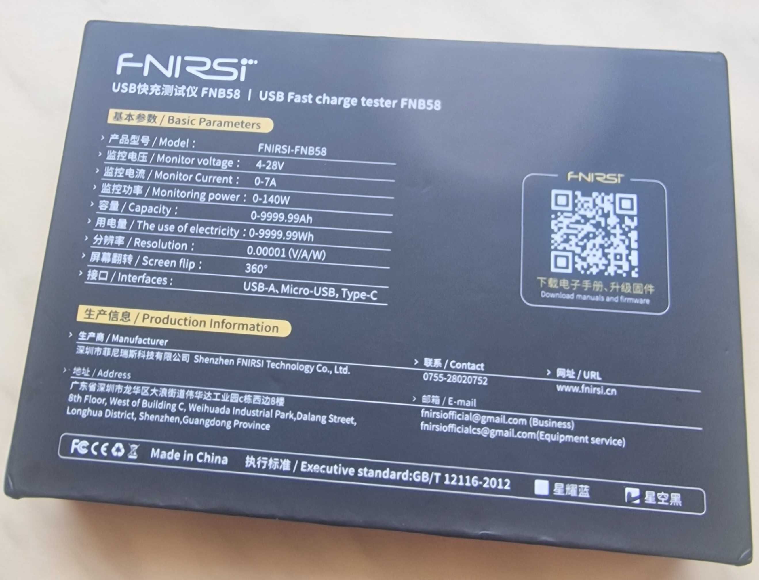 Fnirsi FNB58 wielofunkcyjny miernik portu USB Tester