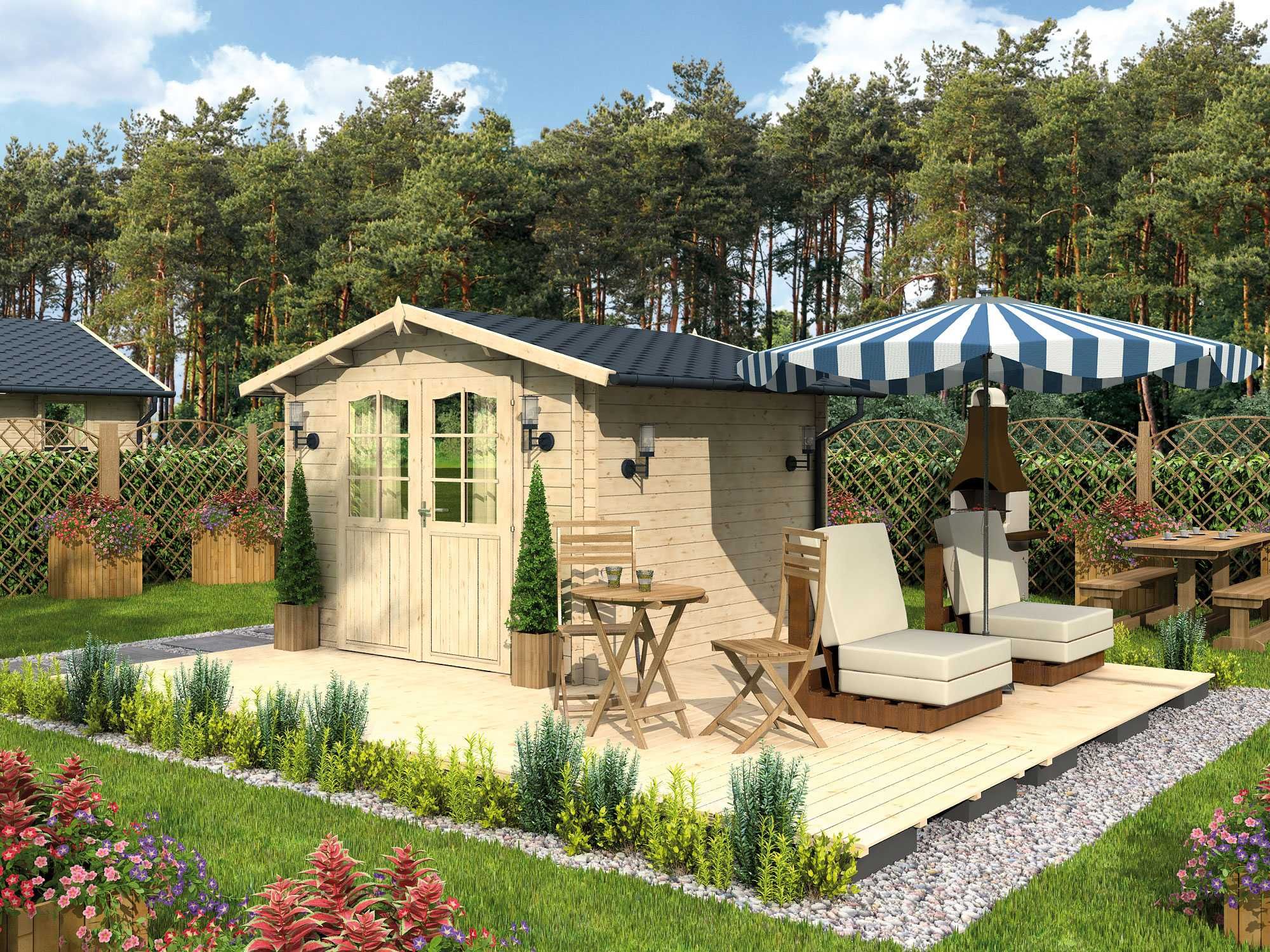Domek drewniany narzędziowy ogrodowy szopa gospodarczy 2.96x2.96m 28mm