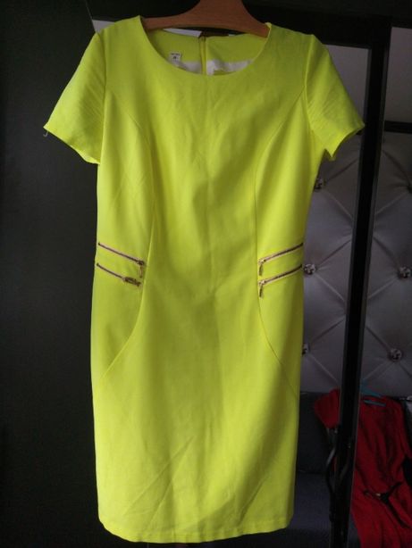limonkowa sukienka 42