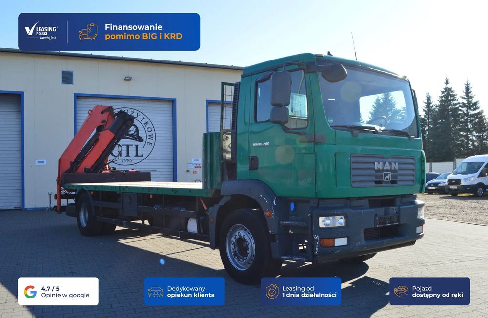 MAN TGM 18.280  [14503]TGM 18.280, platforma + HDS,  ładowność  8,2 t.