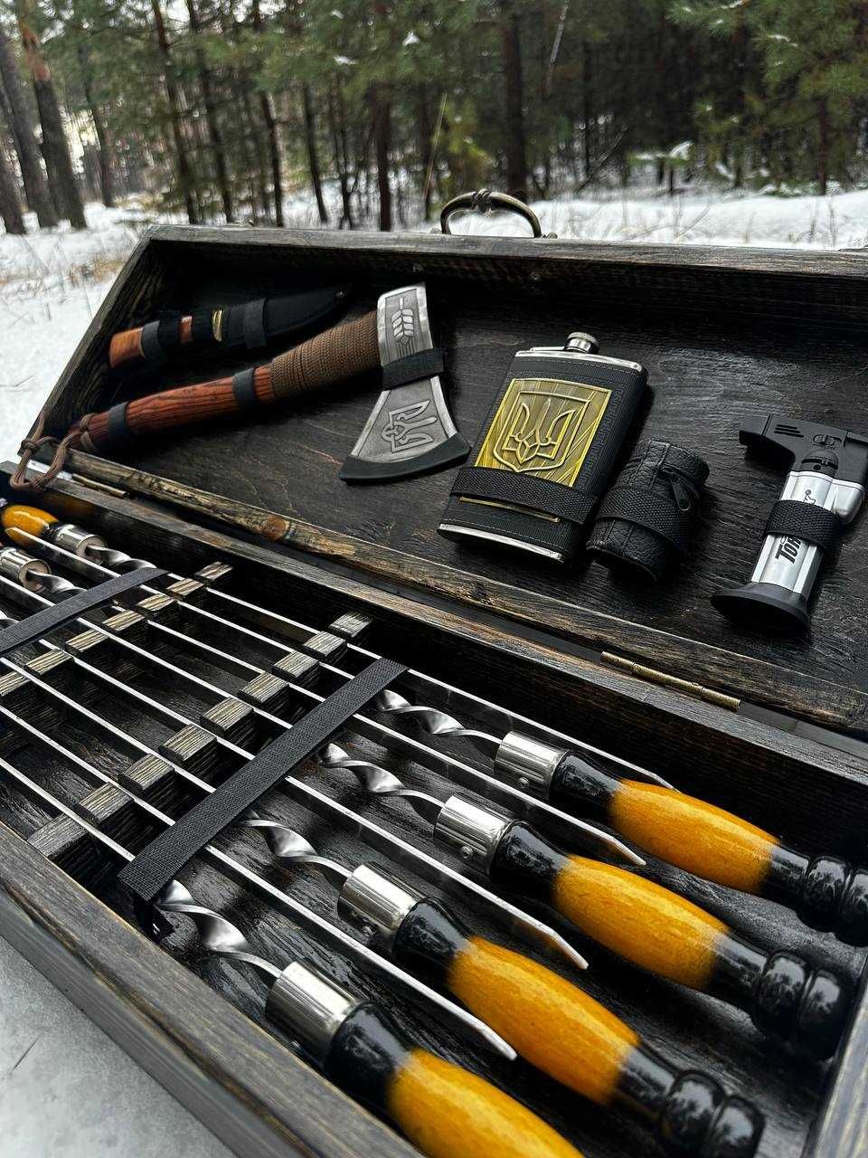 Шампура в дерев'яному кейсі.подарунок.Набір на подарунок чоловікові