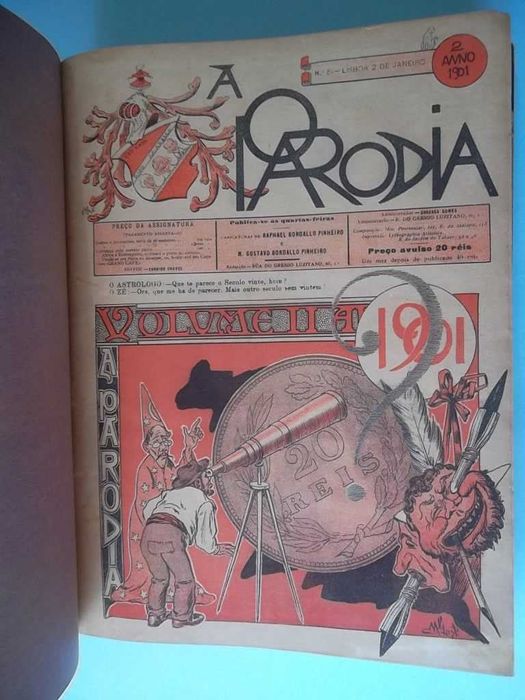 "A Paródia" , Raphael Bordallo Pinheiro, anos 1901 e 1902 completos.
