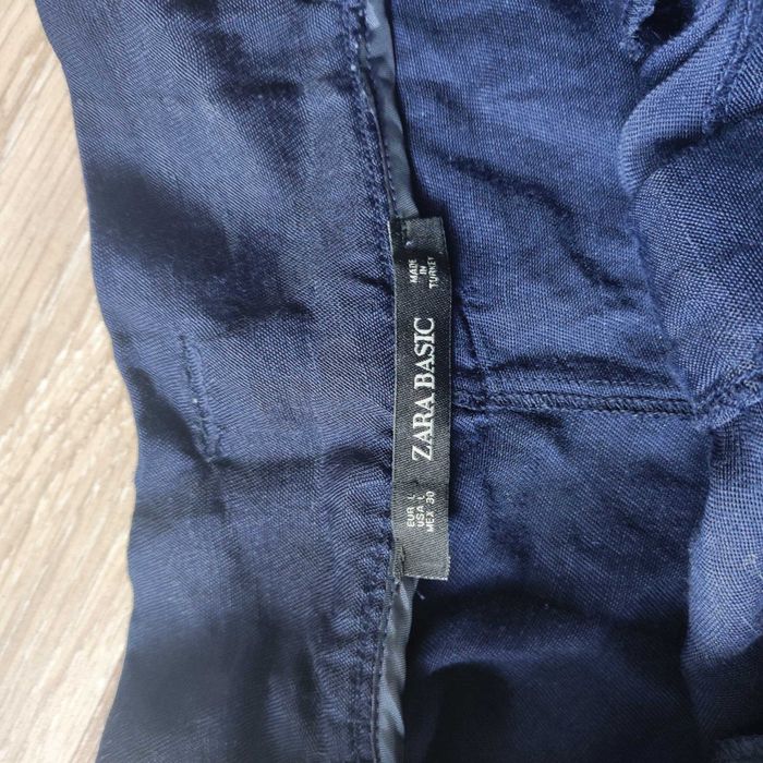 Zara L len szorty spodenki wysoki stan szerokie nogawki