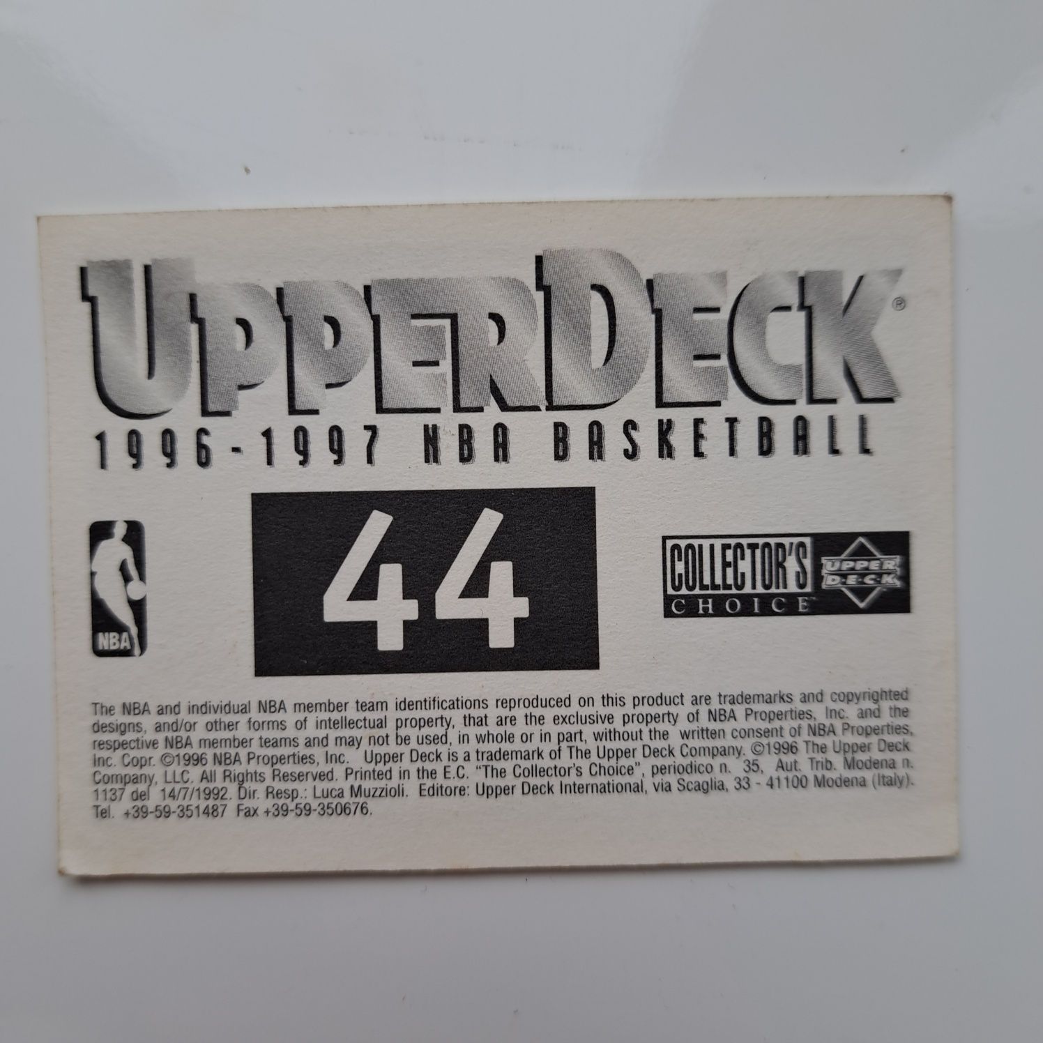 Наклейки, карточки баскетбол NBA UpperDeck 1996 - 1997, номер 44