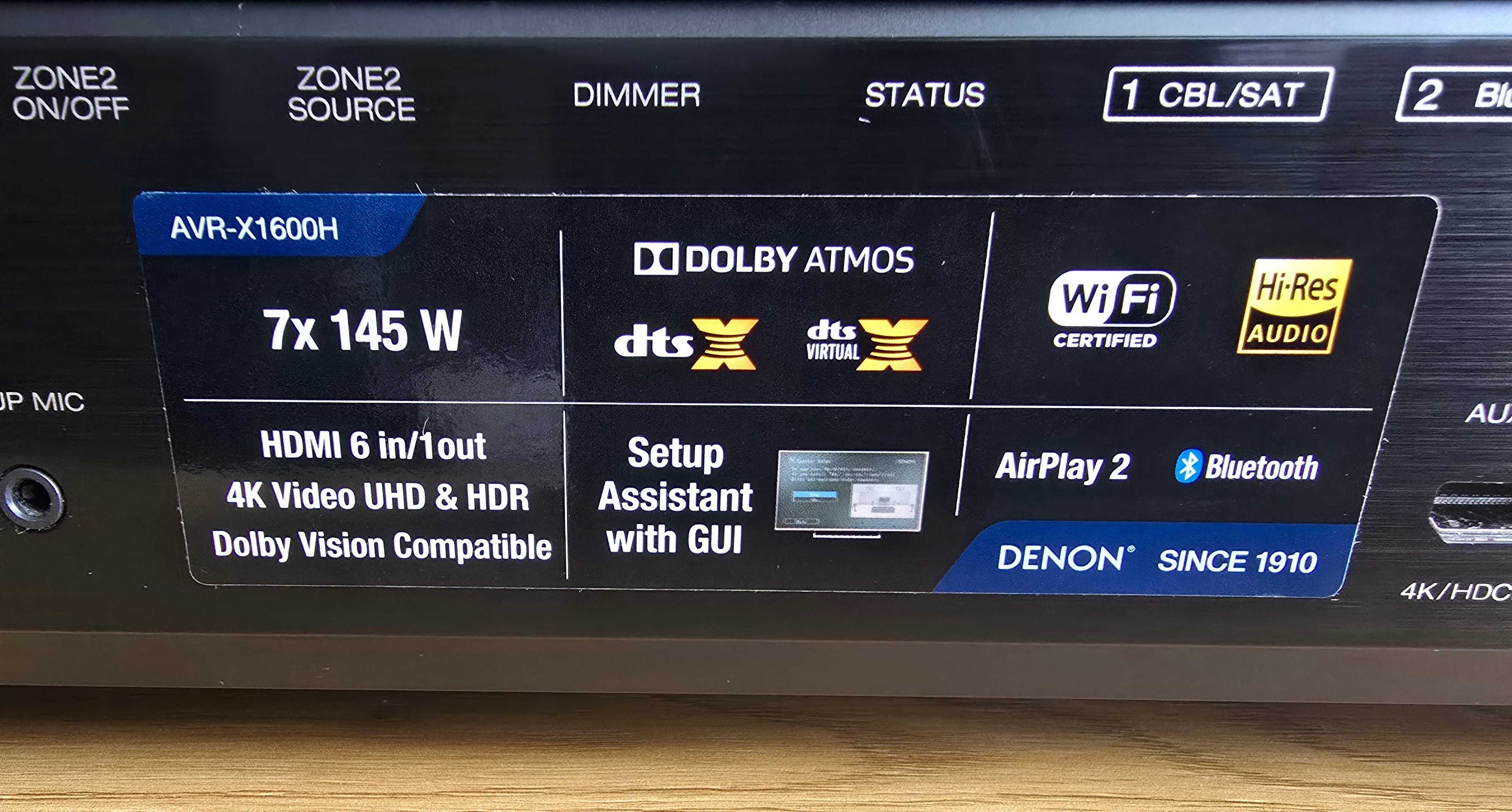 Denon AVR-X1600H Amplituner 7.2 HEOS Airplay Spotify Bluetooth WiFi