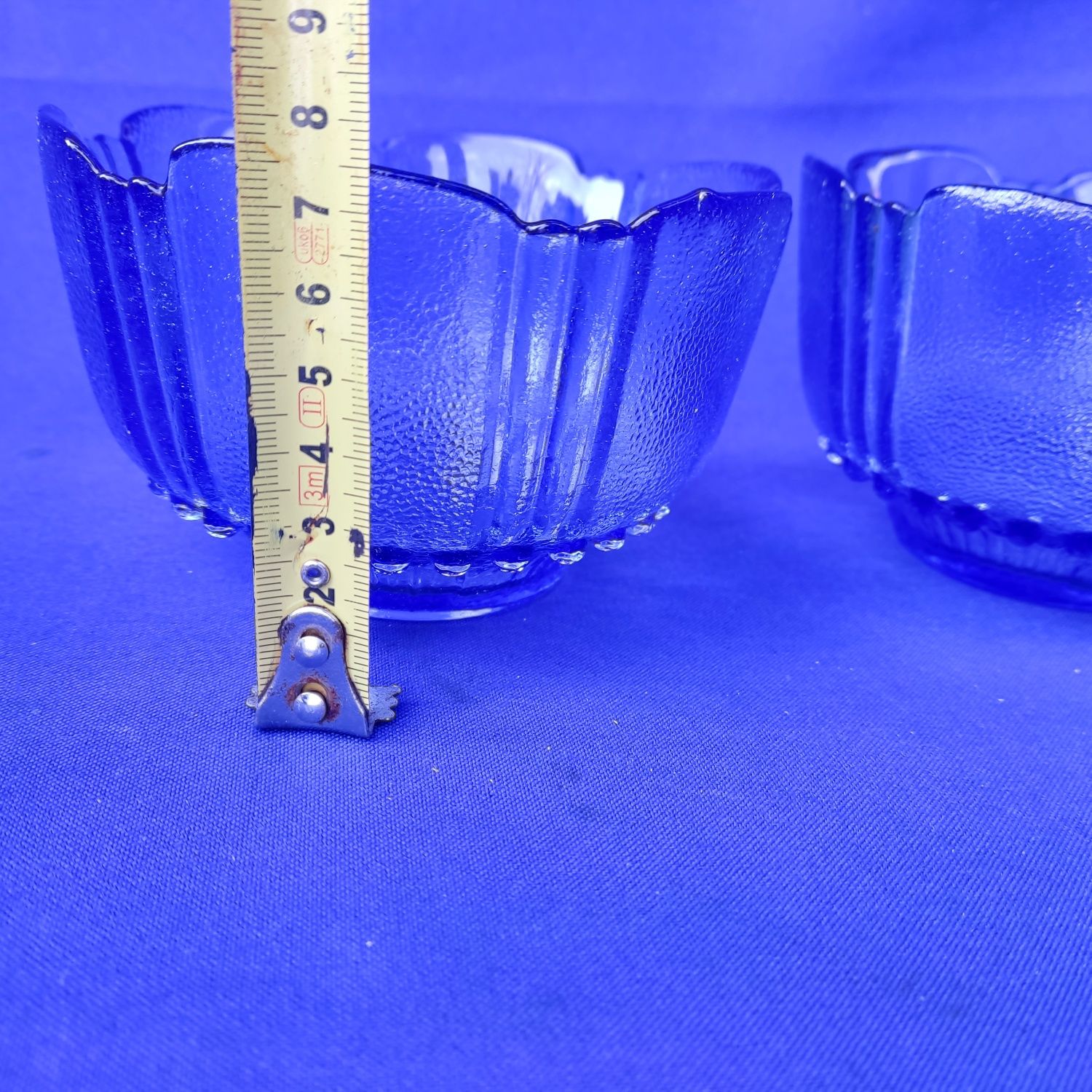 Стеклянная миска пиала салатник 3 шт салатница синее стекло тарелка