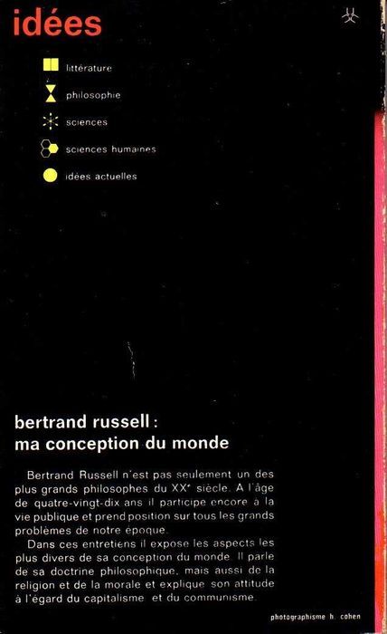 Livro - Ma Conception du Monde - Bertrand Russell