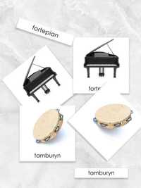 Karty trójdzielne Instrumenty muzyczne Montessori