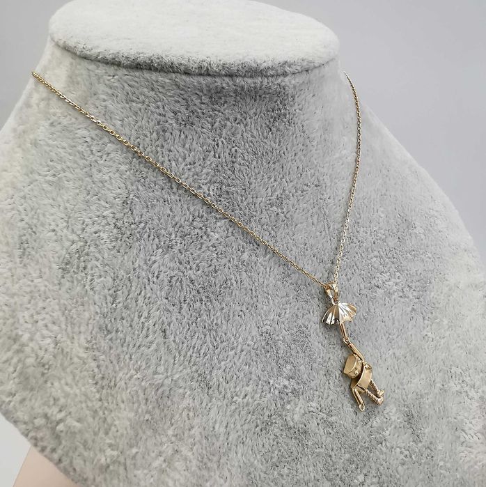 Celebrytka pozłacana 40+5 CM robot z parasolką