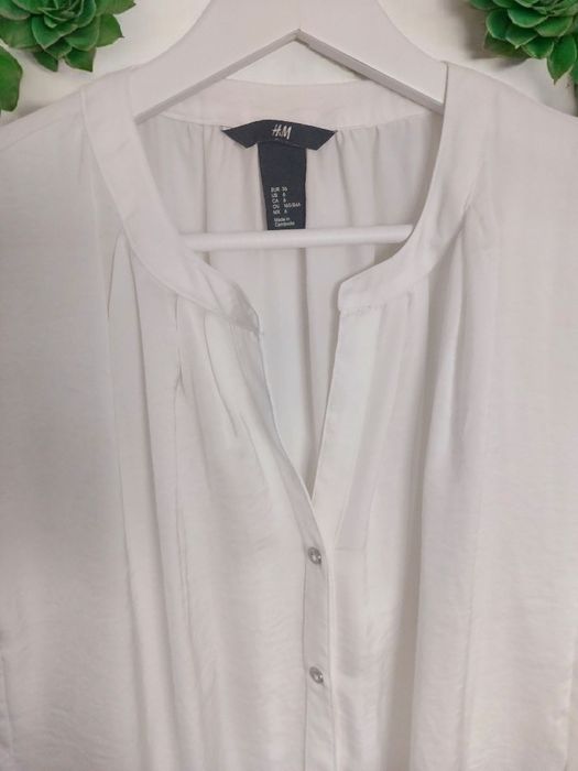 Biała długa koszula bez rękawów H&M delikatna przewiewna modna casual