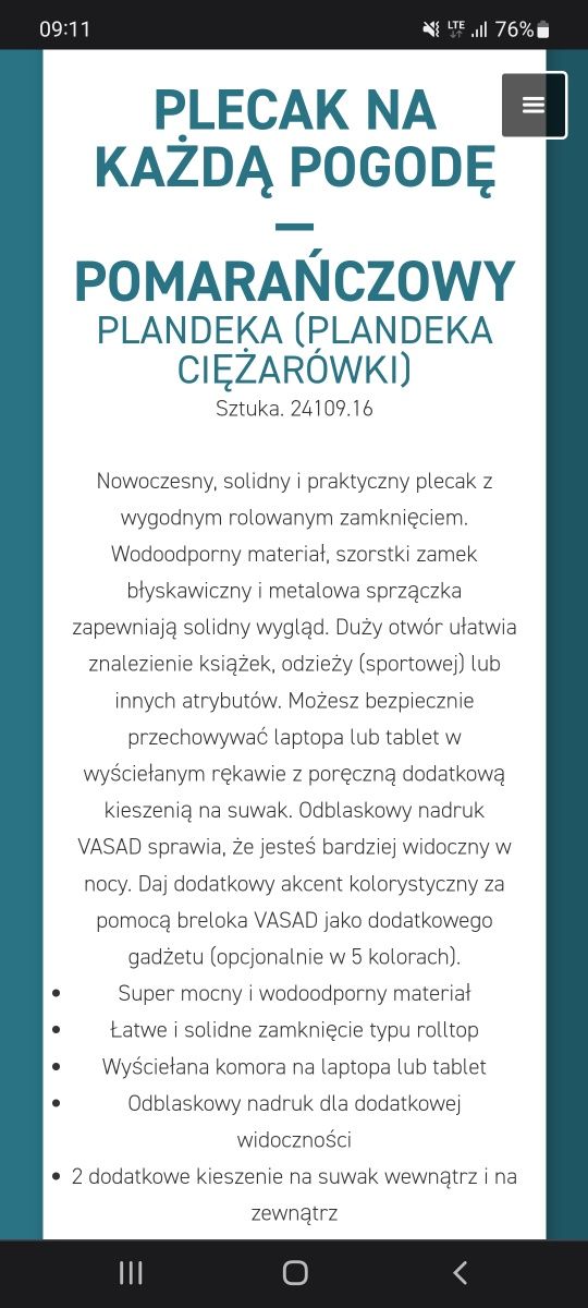 Worko-plecak oryginalny firmy Vasad NOWY