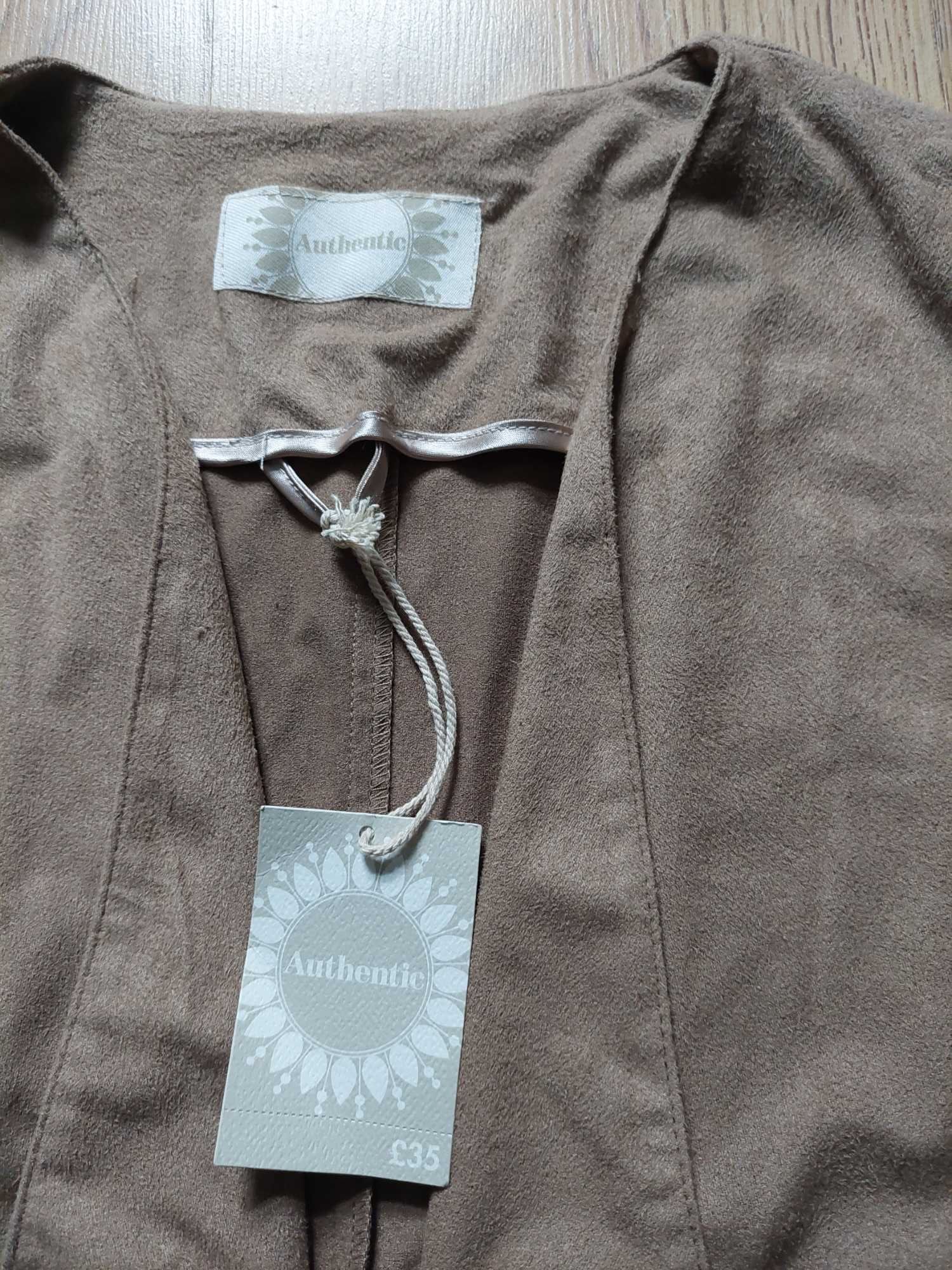 Nowa marynarka Authentic 36 S żakiet narzutka bolerko camel rękaw 3/4