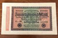 Banknot 20,000 Marek Niemcy 1923r. Seria.E-XB. rzadki
